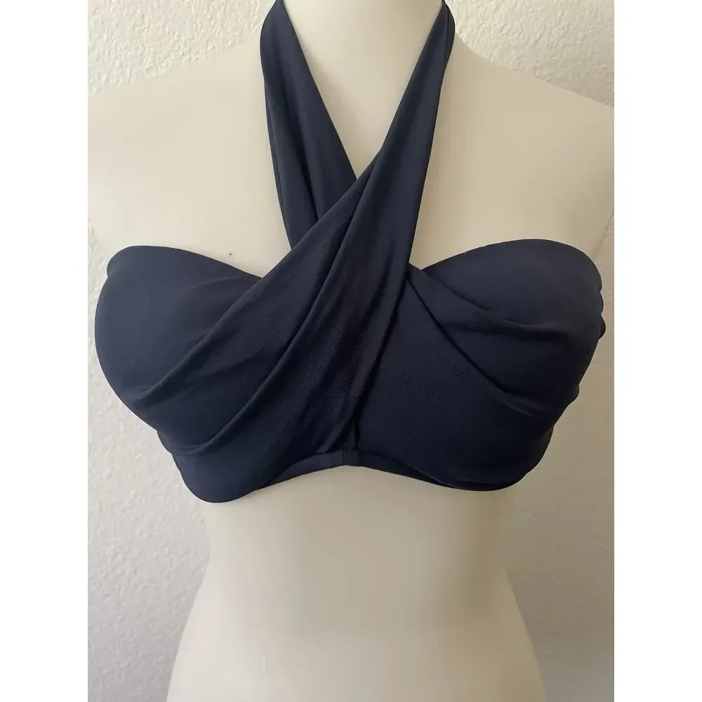 Seafolly Swim Halter Bandeau Bikini Top Beach Summer Minimalist Resort